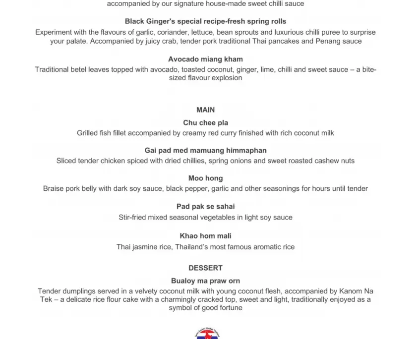 BLACK GINGER MENU 15. Praesidentenkonferenz Phuket 31 Okt 2026 conv 0
